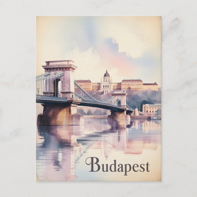Budapest Aquarellfarbe Postkarte (Vorderseite)