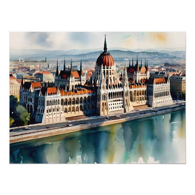 Budapest Aquarellkunst Fotodruck (Vorne)