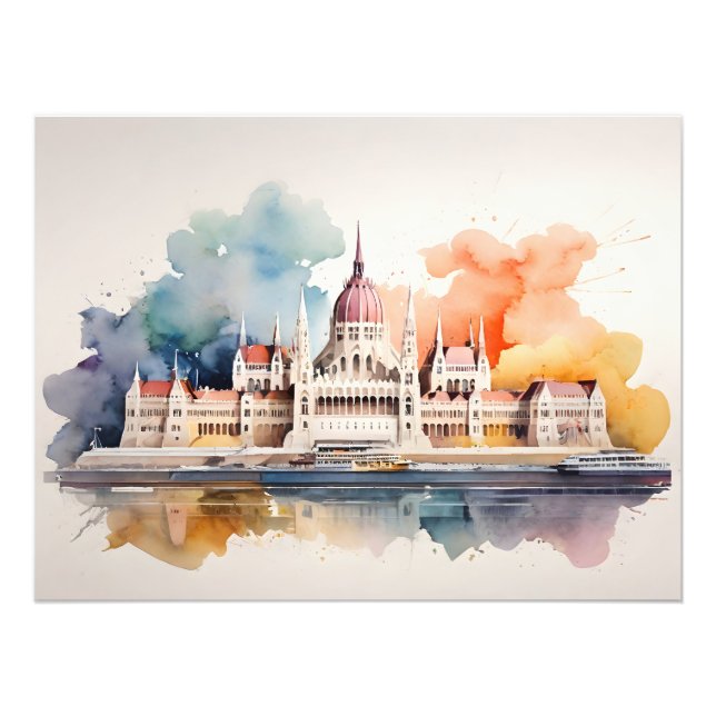 Budapest Aquarellkunst Fotodruck (Vorne)