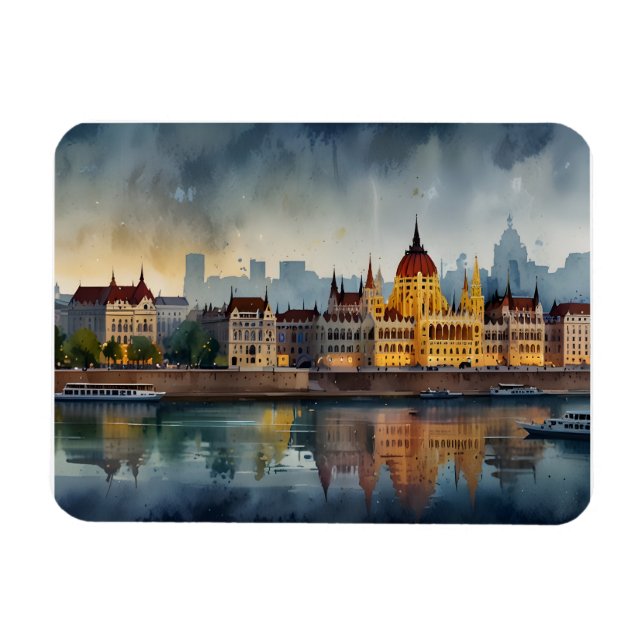 Budapest Aquarellkunst Magnet (Horizontal)