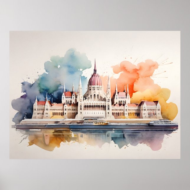 Budapest Aquarellkunst Poster (Vorne)