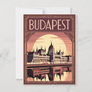 Budapest Art Deco Vintage Postkarte