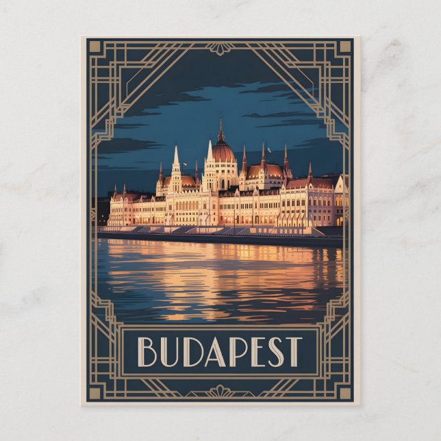 Budapest art Deko Vintag Postkarte (Vorderseite)