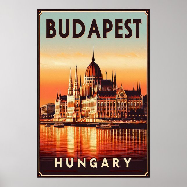Budapest by Night - Ein Vintage Travel Poster (Vorne)