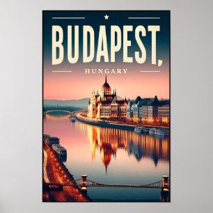 Budapest by Night - Ein Vintage Travel Poster