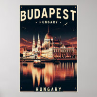 Budapest by Night - Une affiche Vintage voyage
