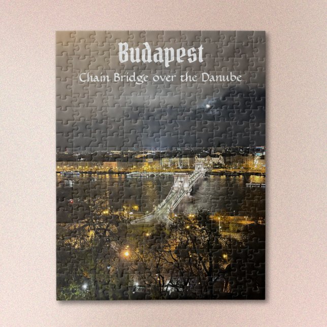 Budapest Chain Bridge Jigsaw Puzzle (Text is optional. Easy to remove or edit. Select Personalize Design to remove text.)