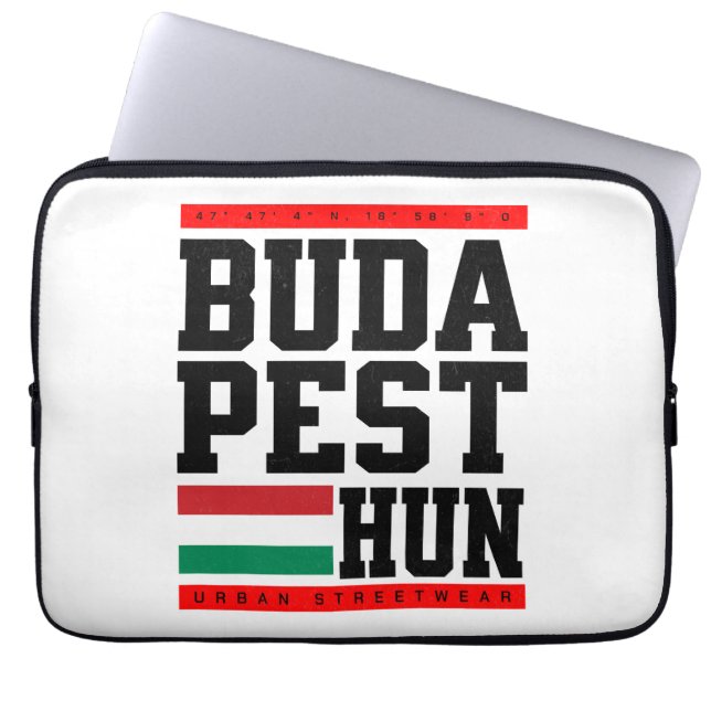 Budapest Coordinates Design Retro-Style Laptopschutzhülle (Vorderseite)