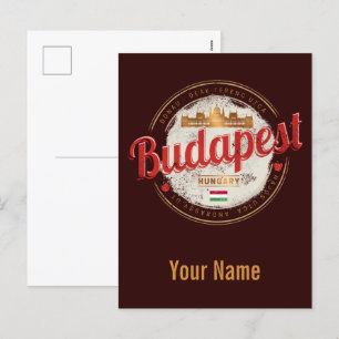 Budapest Design Ungarn Vintage Parlament Feiertagspostkarte