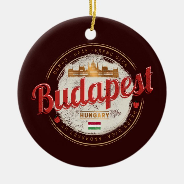 Budapest Design Ungarn Vintages Parlament Keramik Ornament (Vorne)