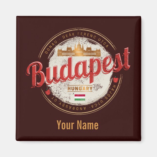 Budapest Design Ungarn Vintages Parlament Magnet (Vorne)