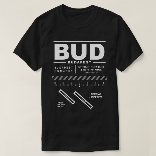 Budapest Ferenc Liszt Internat Airport BUD T - Shi T-Shirt (Design vorne)