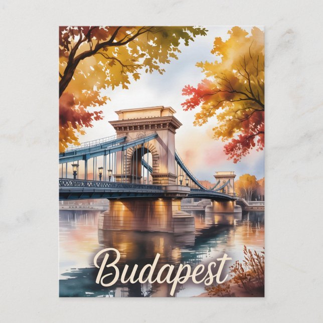 Budapest Herbstwasserfarbe Postkarte (Vorderseite)