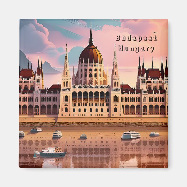 Budapest Hongrie voyage art aimant vintage (Devant)