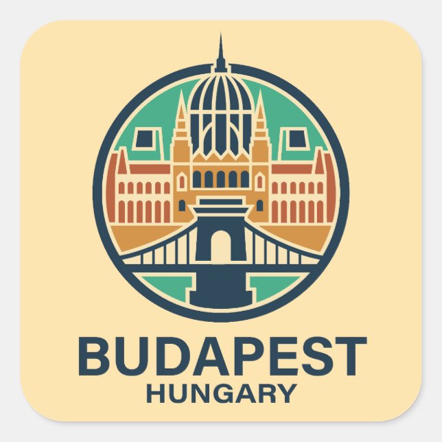 Budapest Hungary Europe Quadratischer Aufkleber (Vorderseite)