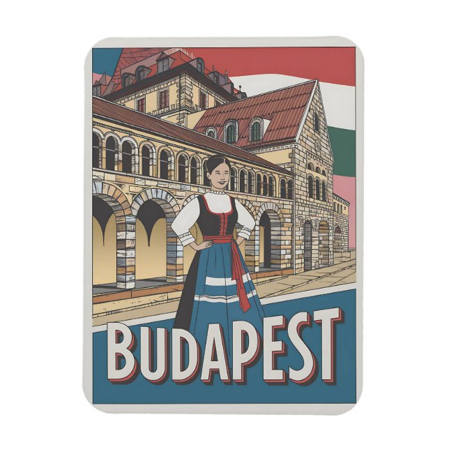 Budapest hungrig Vintage Ortsfrau Geschenke Magnet (Vertikal)