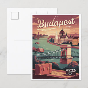 Budapest hungrig Vintage Ortsfrau Geschenke Postkarte