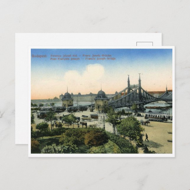 Budapest hungrige Vintage Francis-Brücke Postkarte (Vorne/Hinten)