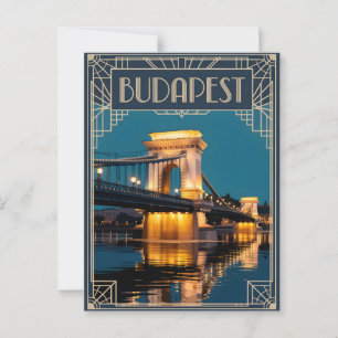 Budapest Kettenbrücke Art Deko Postkarte