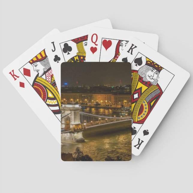 Budapest Kettenbrücke bei Nacht Spielkarten (Rückseite)