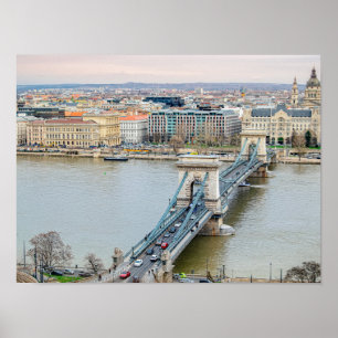 Budapest Kettenbrücke und Donau Poster
