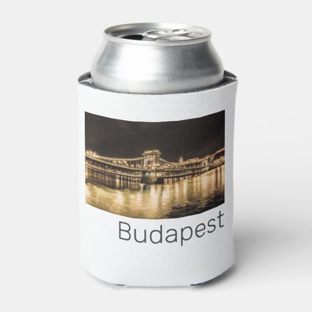 Budapest Kettenbrücke Ungarn Retro Night Vintag Dosenkühler (Kanne Vorderseite)