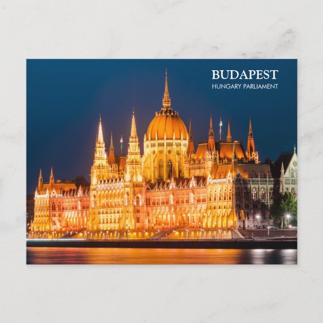Budapest-Parlament in der Nachtpostkarte Postkarte (Vorderseite)
