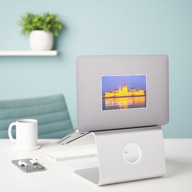 Budapest Parlament Panorama Ungarn Urlaub Aufkleber (Laptop auf Schreibtisch)