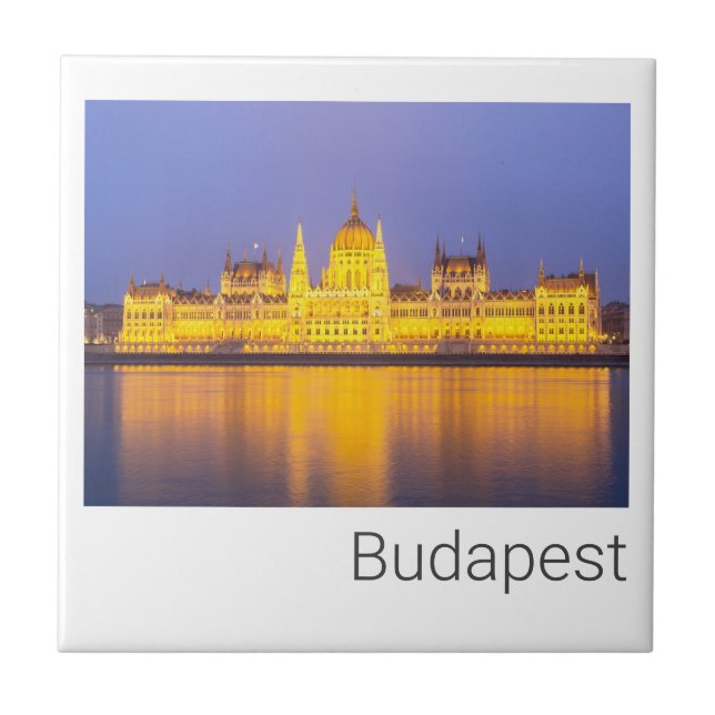 Budapest Parlament Panorama Ungarn Urlaub Fliese (Vorderseite)