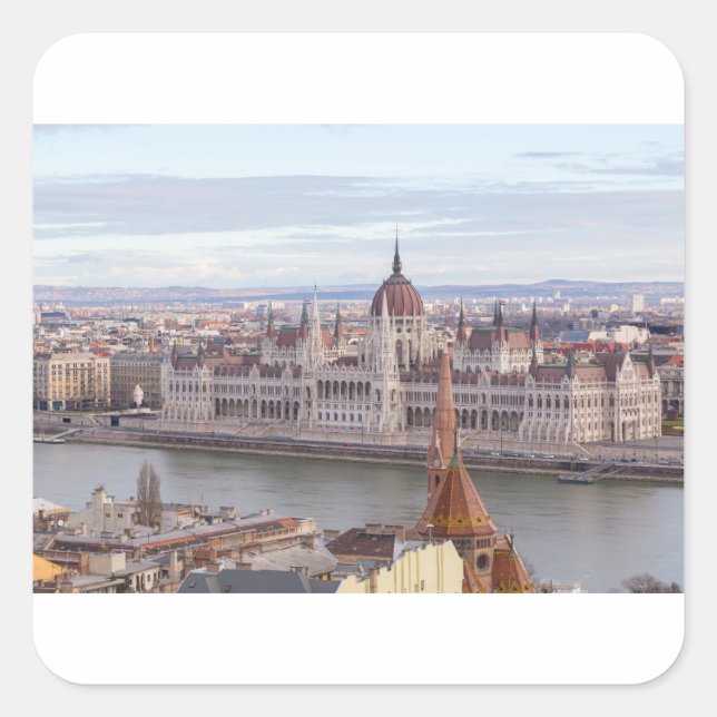 Budapest Quadratischer Aufkleber (Vorderseite)