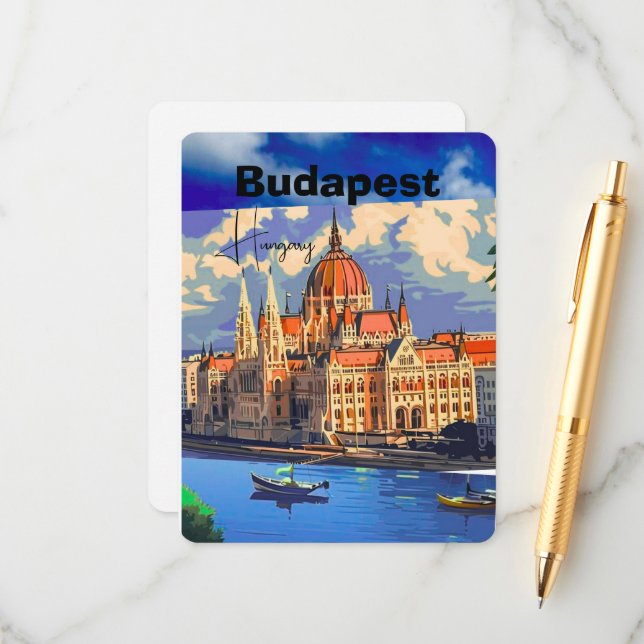 Budapest Reise Postkarten Kunst, Ungarn Reise Post (Vorderseite/Rückseite Beispiel)