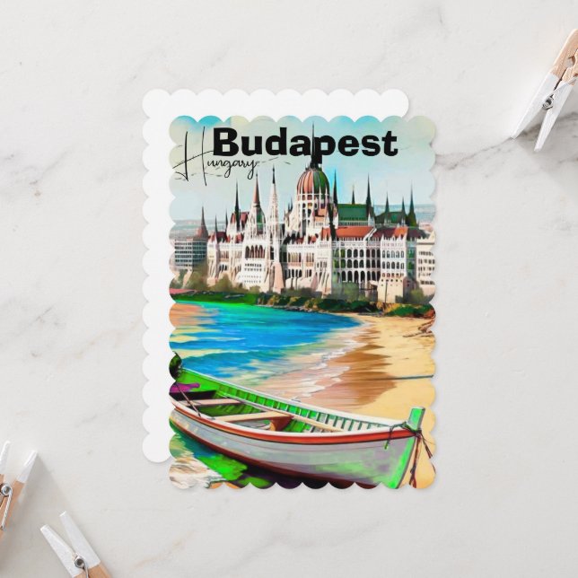 Budapest Reise Postkarten Kunst, Ungarn Reise Post (Vorderseite/Rückseite Beispiel)