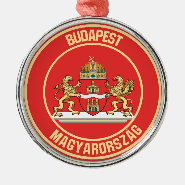 Budapest Round Emblem Ornament Aus Metall (Vorne)