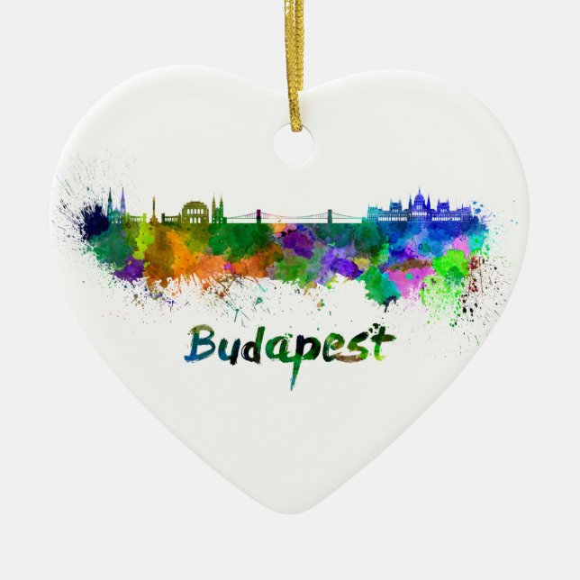 Budapest skyline im Watercolor Keramikornament (Vorne)