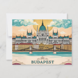 Budapest Skyline Travel Captivating Artwork Postkarte