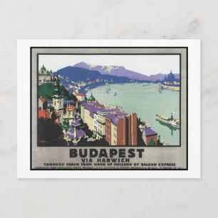 Budapest über Harwich Postkarte