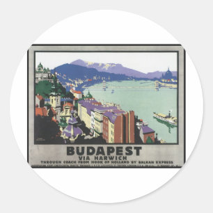 Budapest über Harwich Runder Aufkleber