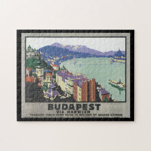 Budapest über Harwich_Vintage Reiseplakat