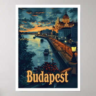 Budapest Ungarn Classic Art Retro Vintage Reise Poster