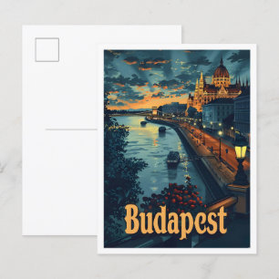Budapest Ungarn Classic Art Retro Vintage Reise Postkarte