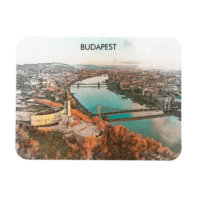 Budapest Ungarn Donau Panoramablick Magnet (Horizontal)