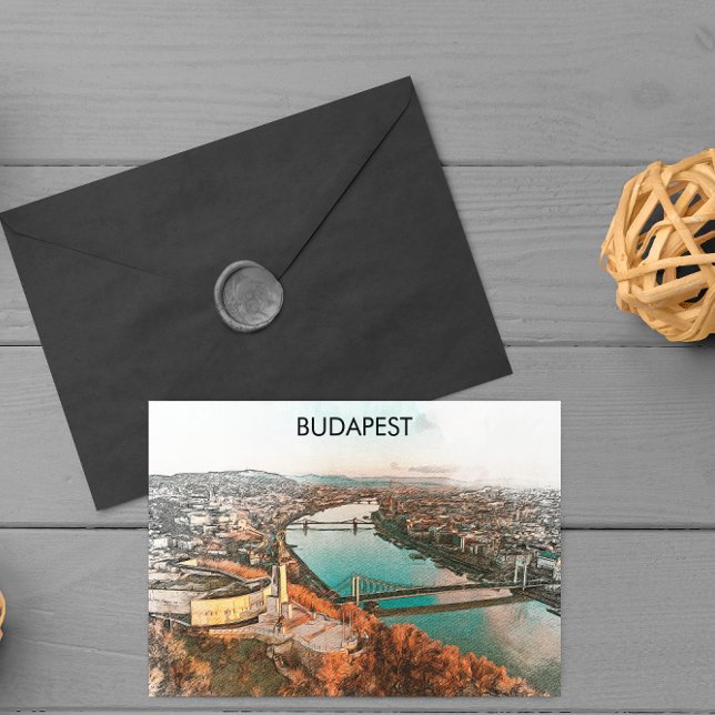 Budapest Ungarn Donau Panoramablick Postkarte (budapest hungary danube view)