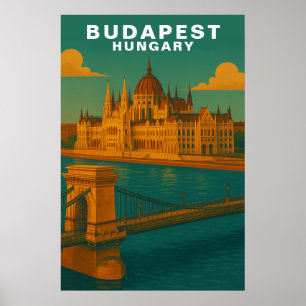 Budapest, Ungarn Flussufer-Architektur Reise Poster