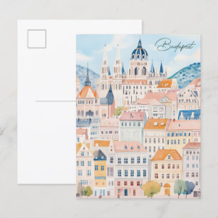 Budapest Ungarn Gouache-Malerei-Illustration Reise Postkarte
