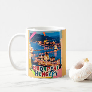 Budapest Ungarn Nacht Stadtlandschaft Pop-Art-Coll Kaffeetasse