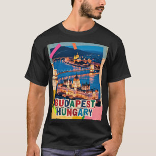 Budapest Ungarn Nacht Stadtlandschaft Pop-Art-Coll T-Shirt