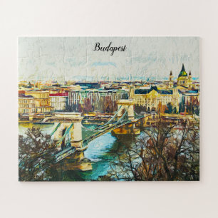 Budapest Ungarn Öl Paint Panorama Aussicht