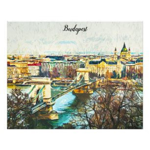 Budapest Ungarn Öl Paint Panorama Aussicht Fotodruck