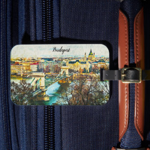 Budapest Ungarn Öl Paint Panorama Aussicht Gepäckanhänger