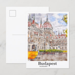Budapest Ungarn Reise Kunst Aquarell Skizze Postkarte